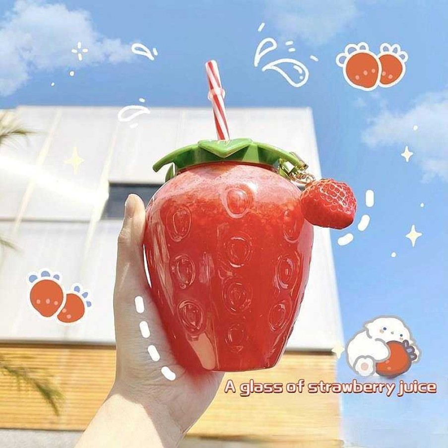 Bottles Kawaii Therapy | Kawaii Plastic Cup (500Ml) Strawberry