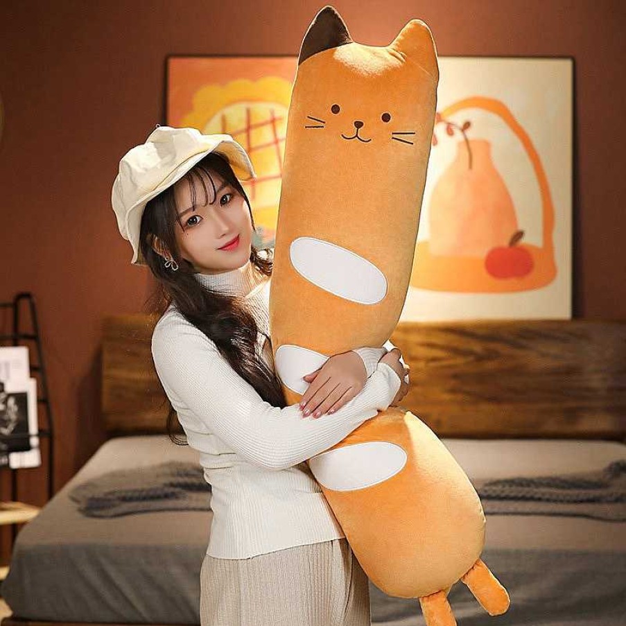 Plushies Kawaii Therapy | Kawaii Long Cat Loaf Pillow Plush (90Cm) Limited Edition Brown