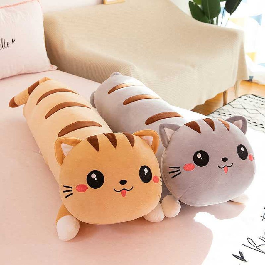 Plushies Kawaii Therapy | Kawaii Long Happy Cat Pillow Plush Xl (90Cm)