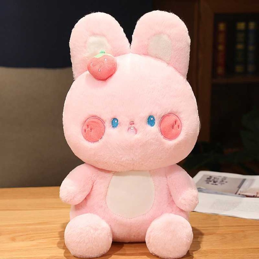 Plushies Kawaii Therapy | Kawaii Strawberry Bunny Pastel Plush Xl Limited Edition Pink