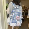 Bags Kawaii Therapy | Kawaii College Style Canvas Grid Backpack Limited Edition