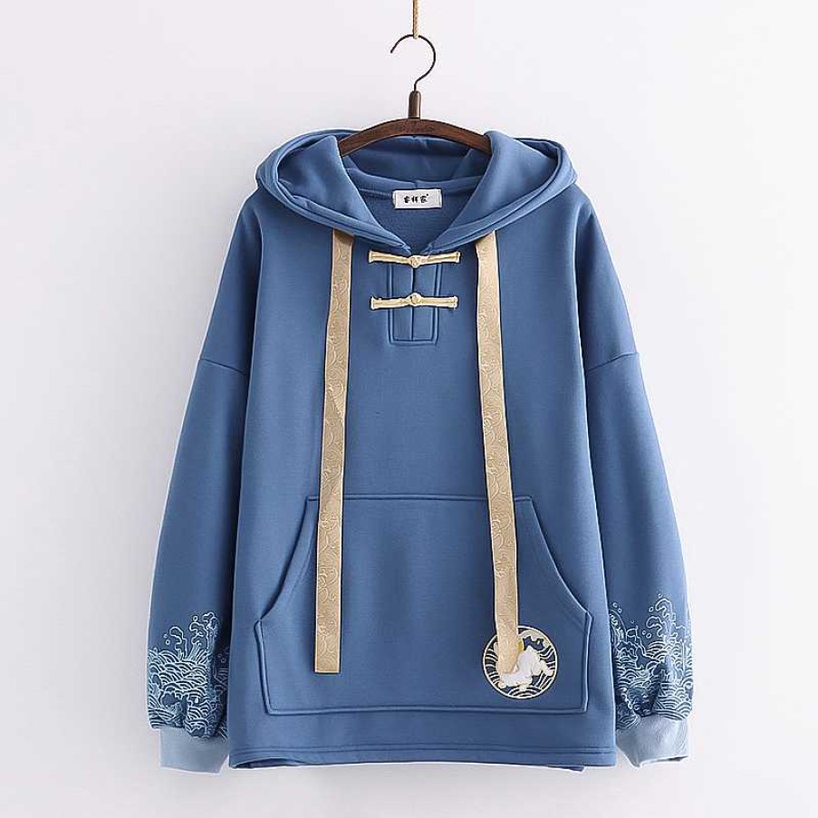 Clothing Kawaii Therapy | Kawaii Japanese Style Rabbit Embroidery Hoodie