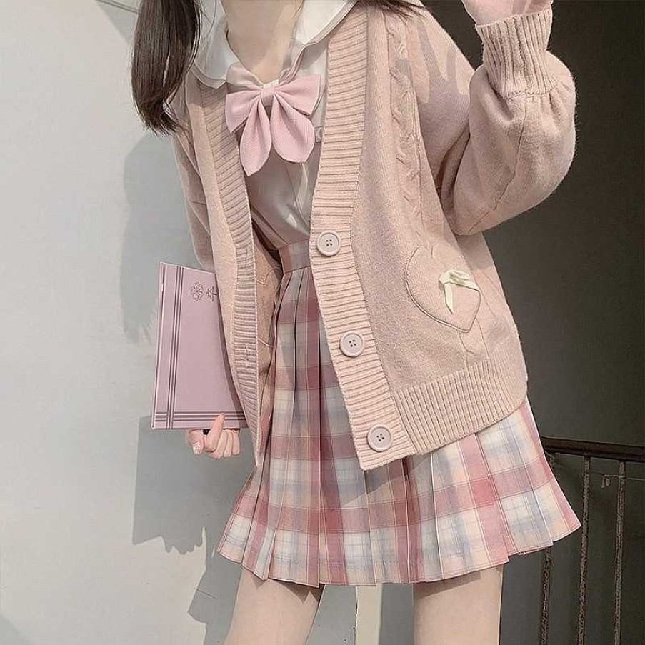 Clothing Kawaii Therapy | Kawaii Harajuku Hearts Cardigan Sweater Limited Edition