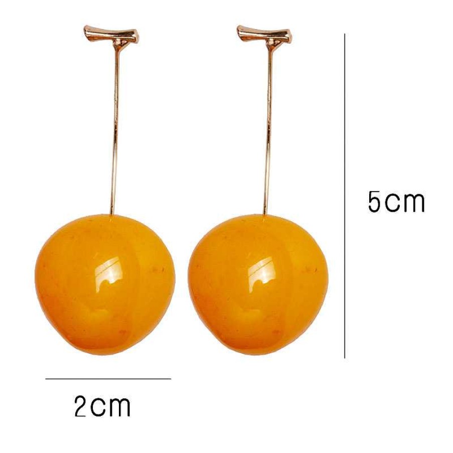 Accessories Kawaii Therapy | Kawaii Korea Style Summer Cherry Earrings Yellow