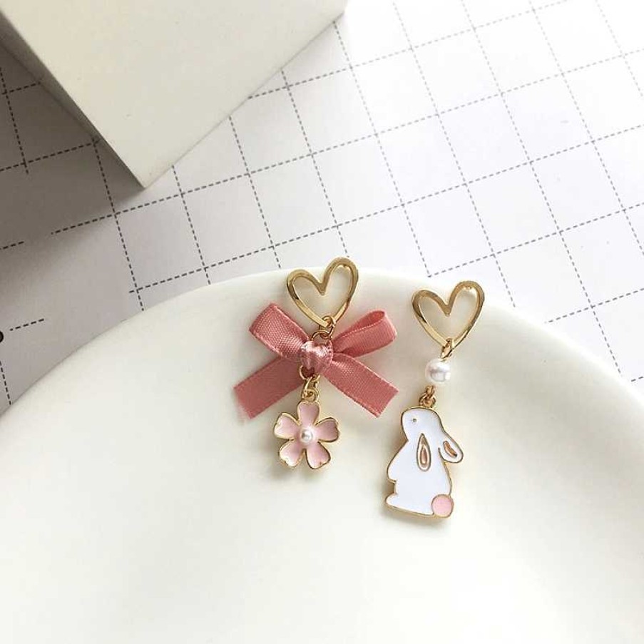 Accessories Kawaii Therapy | Kawaii Rabbit Cherry Blossom Earrings Limited Edition