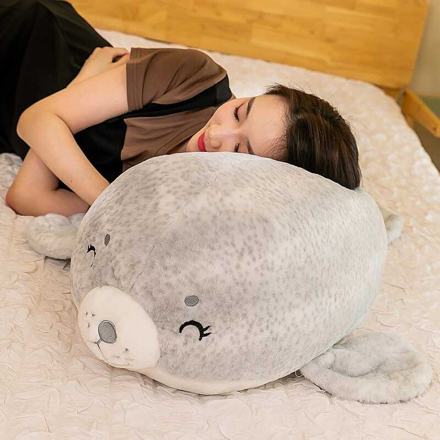 Plushies Kawaii Therapy | Kawaii Therapy Mochi Seal Plush (80Cm) Jumbo Edition Grey