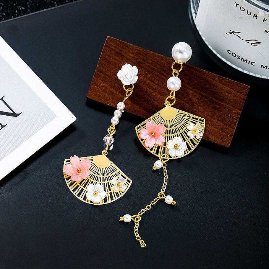 Accessories Kawaii Therapy | Kawaii Cherry Blossom Fan Earrings Limited Edition