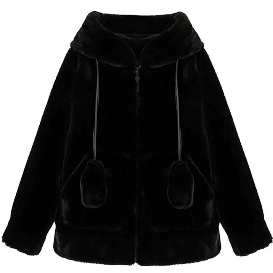 Clothing Kawaii Therapy | Kawaii Bunny Ears Fluffy Harajuku Coat Special Edition