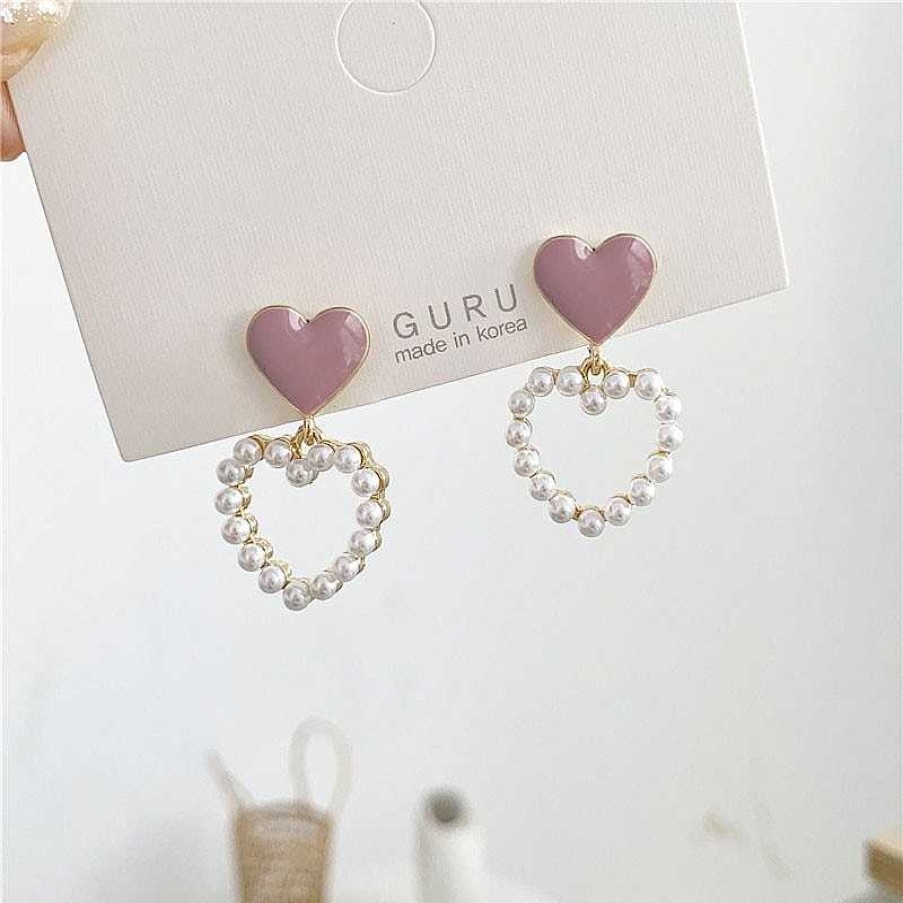 Accessories Kawaii Therapy | Kawaii Pearly Hearts Harajuku Earrings Limited Edition