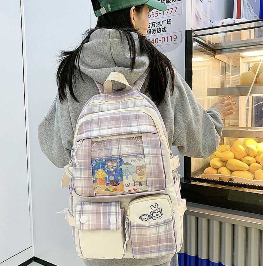 Bags Kawaii Therapy | Kawaii Japanese High School Plaid Backpack Limited Edition