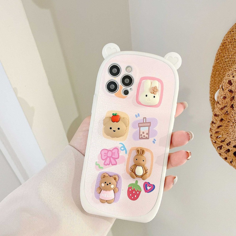 Accessories Kawaii Therapy | Kawaii Bear 3D Sticker Style Phone Case Limited Edition