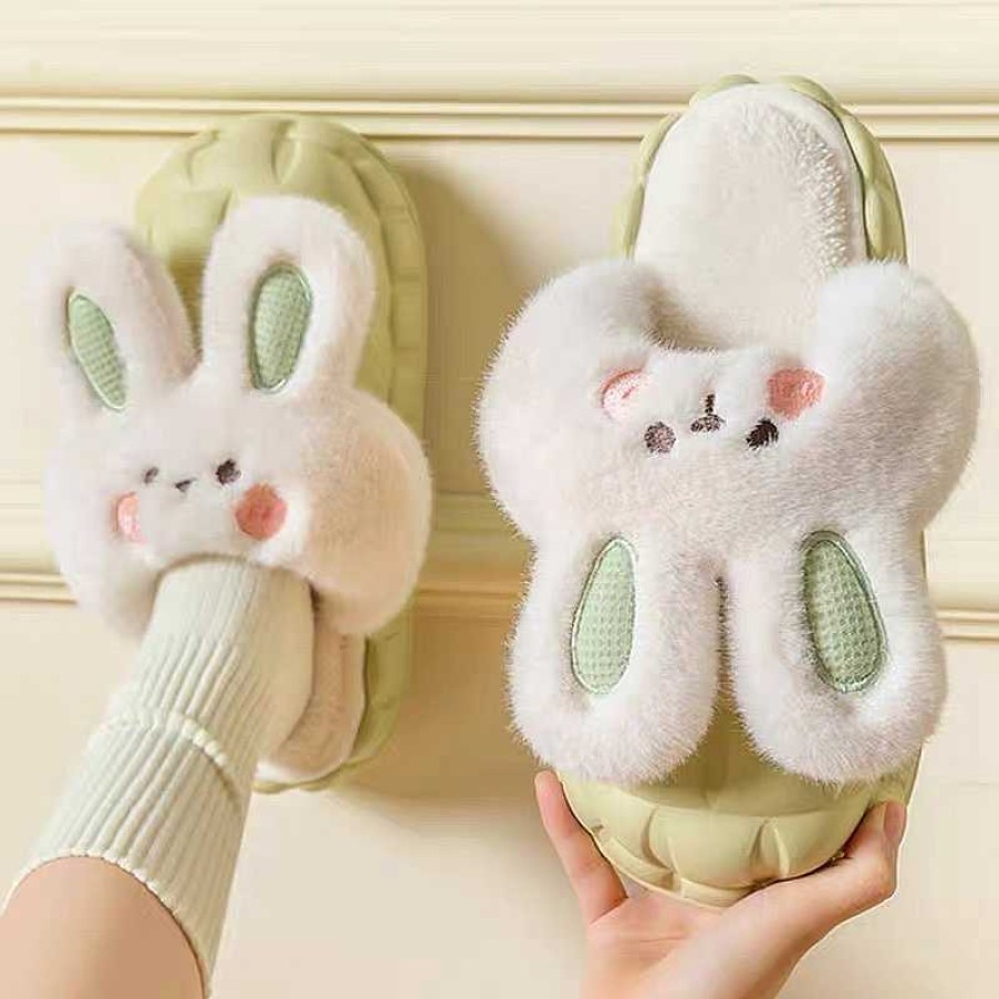 Accessories Kawaii Therapy | Kawaii Bunny Ears Plush Slippers Limited Edition