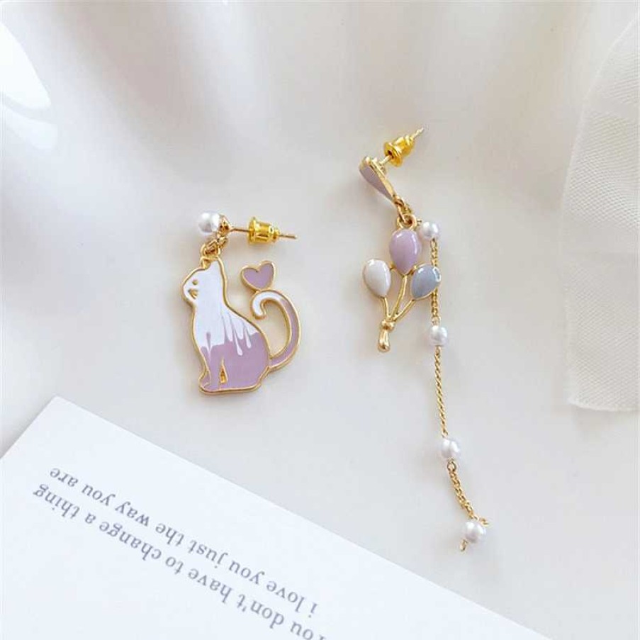 Accessories Kawaii Therapy | Kawaii Cat Balloon Earrings Limited Edition