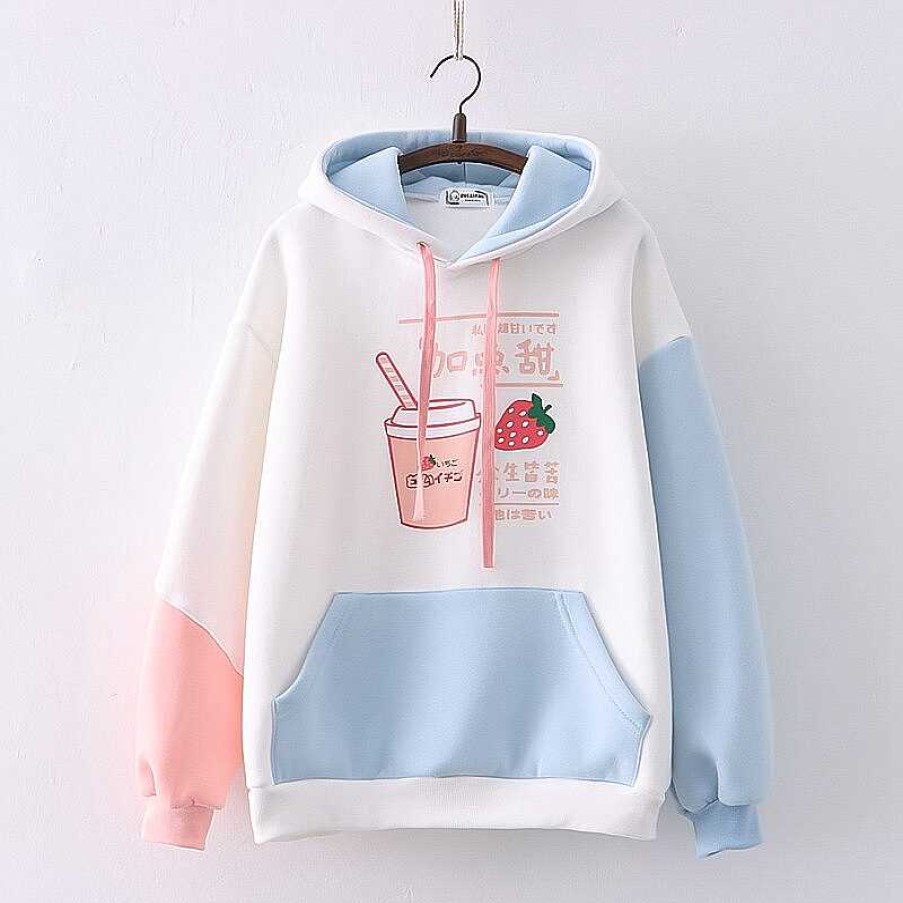 Clothing Kawaii Therapy | Kawaii Strawberry Milkshake Harajuku Hoodie Limited Edition