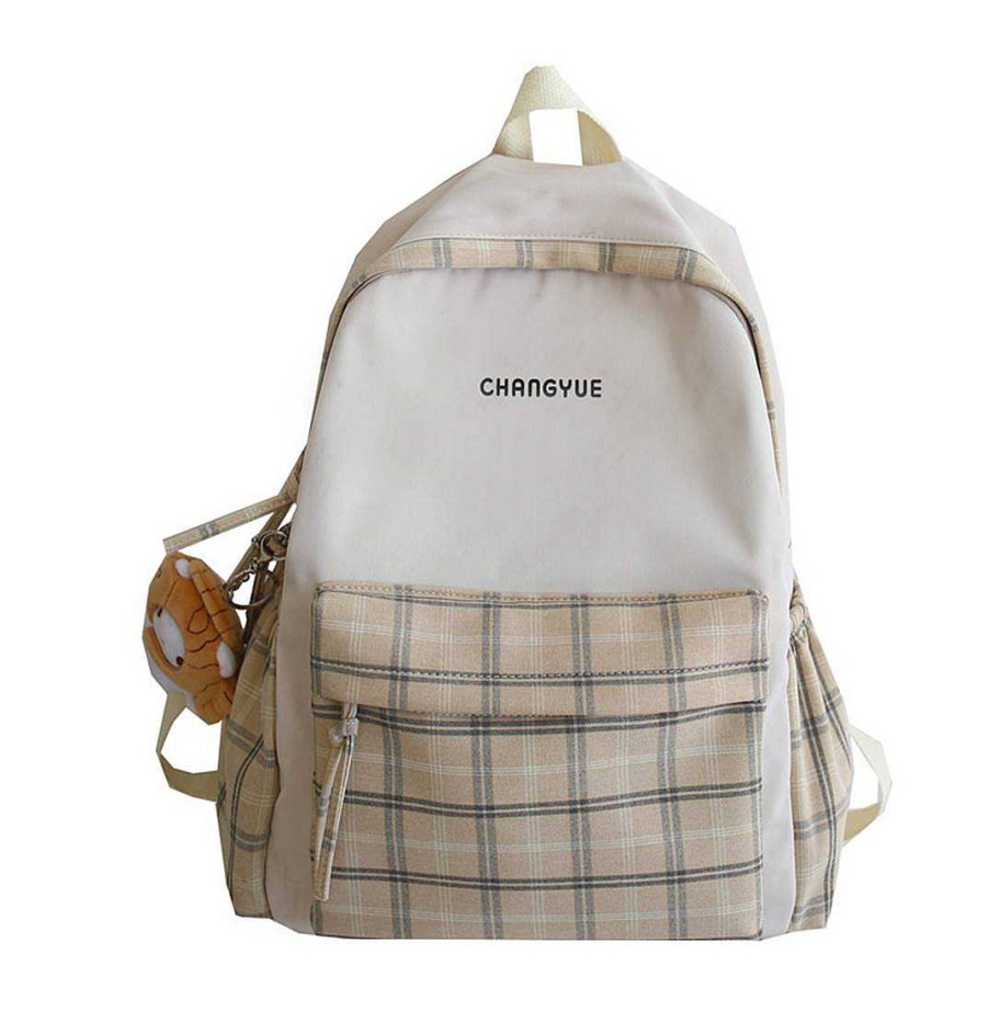 Bags Kawaii Therapy | Kawaii Plaid Korea Style Canvas Backpack Limited Edition