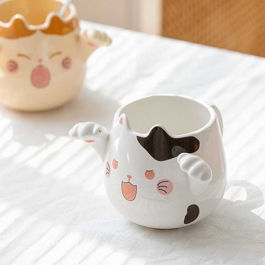 Bottles Kawaii Therapy | Kawaii Cat Paw Ceramic Coffee Cup Limited Edition