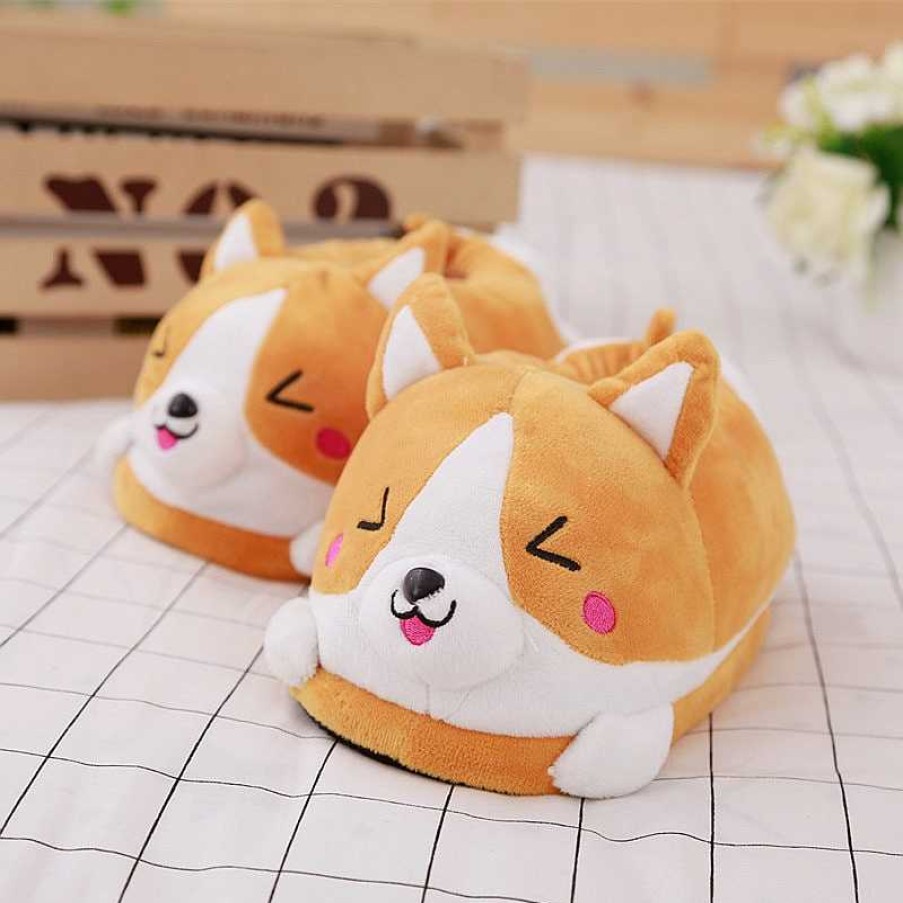 Accessories Kawaii Therapy | Kawaii Corgi Fluffy Slippers Limited Edition Style 1