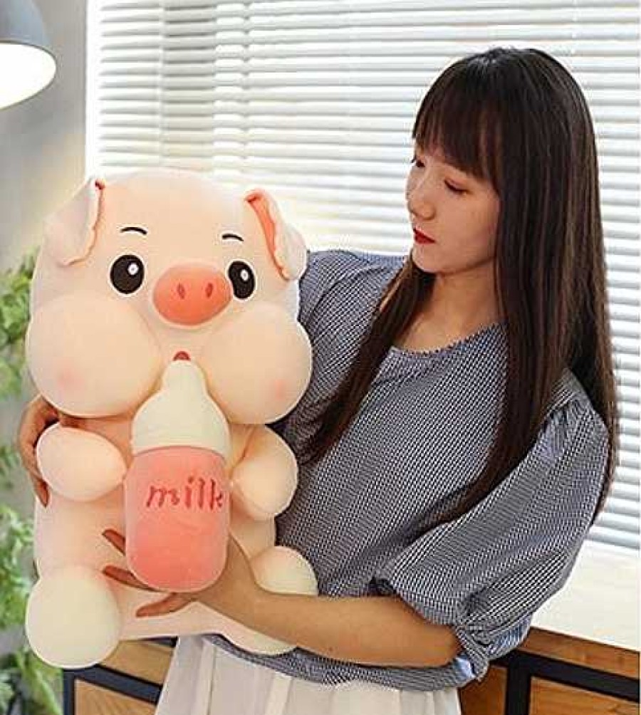 Plushies Kawaii Therapy | Kawaii Therapy Chubby Pig Milk Bottle Plush Xl (45Cm)