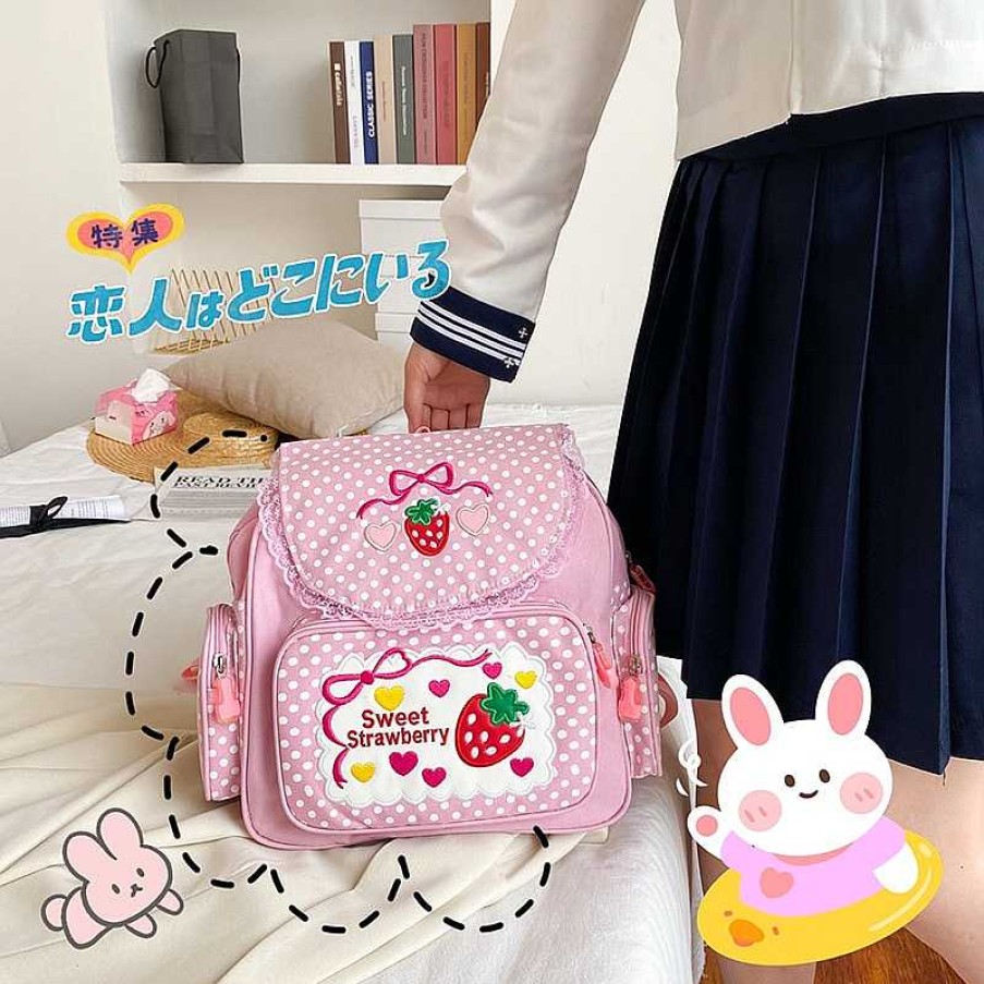 Bags Kawaii Therapy | Kawaii Sweet Strawberry Harajuku Backpack Special Edition Pink