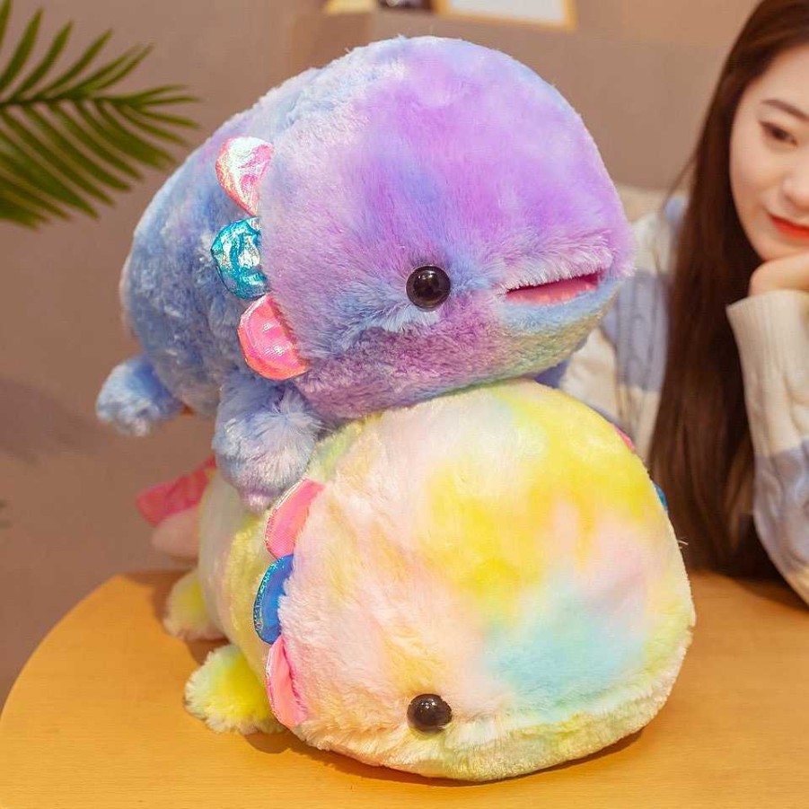 Plushies Kawaii Therapy | Kawaii Rainbow Axolotl Plush Xl (50Cm)