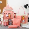 Bags Kawaii Therapy | Kawaii Korea Style Canvas Zipper Backpack Set (4Pcs)