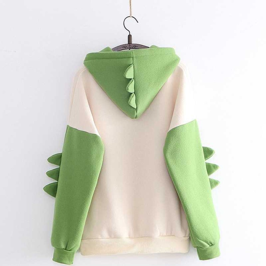 Clothing Kawaii Therapy | Kawaii Dinosaur Harajuku Hoodie Limited Edition Green