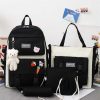 Bags Kawaii Therapy | Kawaii Korea Canvas Harajuku Backpack Set (5Pcs)