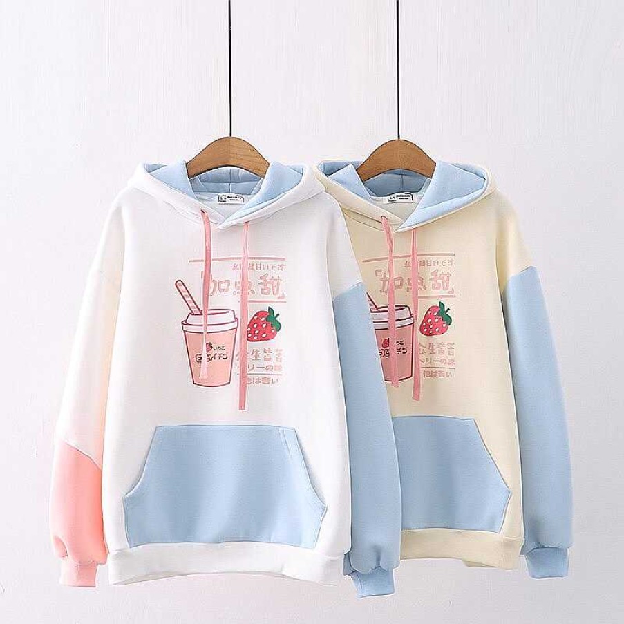 Clothing Kawaii Therapy | Kawaii Strawberry Milkshake Harajuku Hoodie Limited Edition