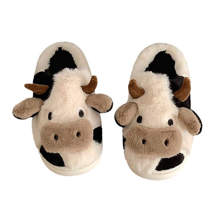 Accessories Kawaii Therapy | Kawaii Fluffy Cow Warm Cozy Slippers Limited Edition