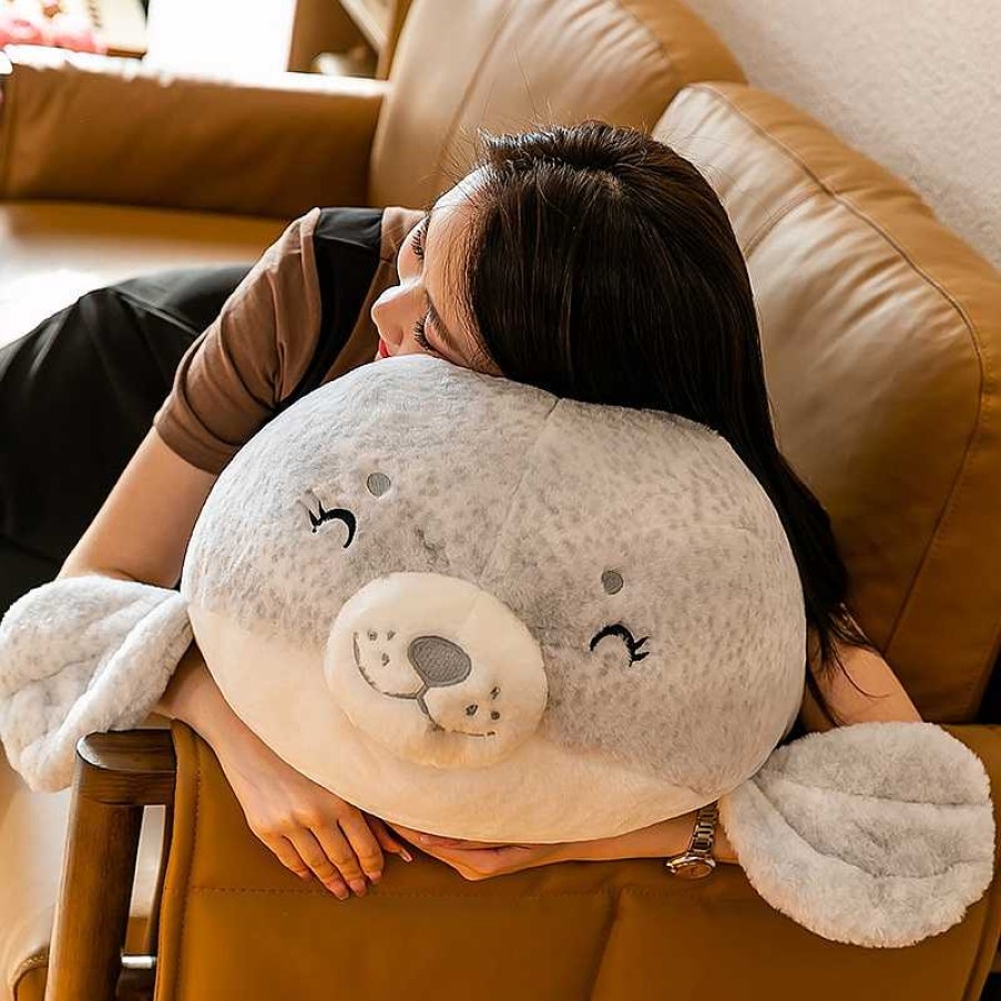 Plushies Kawaii Therapy | Kawaii Therapy Mochi Seal Plush (80Cm) Jumbo Edition Grey