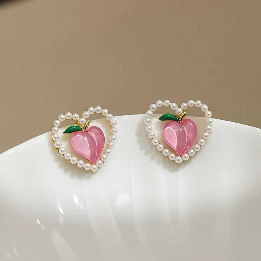 Accessories Kawaii Therapy | Kawaii Peach Hearts Harajuku Earrings Limited Edition