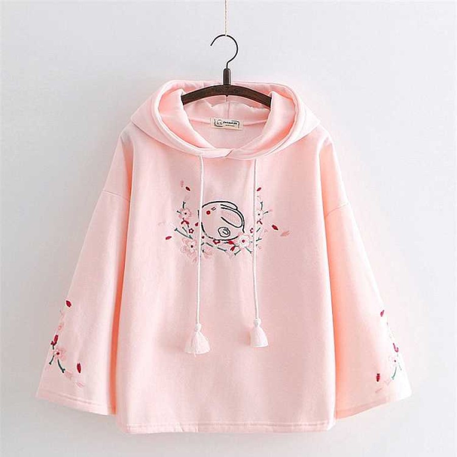 Clothing Kawaii Therapy | Kawaii Cherry Blossom Bunny Hoodie Limited Edition