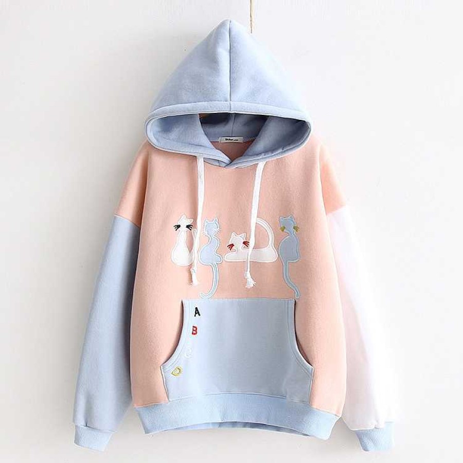 Clothing Kawaii Therapy | Kawaii Pastel Cats Harajuku Hoodie