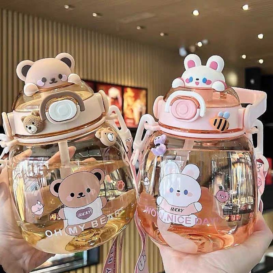 Bottles Kawaii Therapy | Kawaii Animal Style Jumbo Straw Bottle (1300Ml)