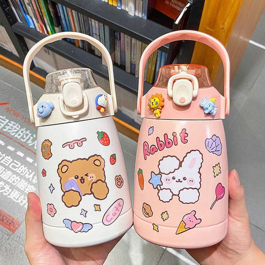 Bottles Kawaii Therapy | Kawaii Bear Bunny Sticker Style Bottle (1000Ml)