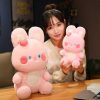 Plushies Kawaii Therapy | Kawaii Strawberry Bunny Pastel Plush Xl Limited Edition Pink