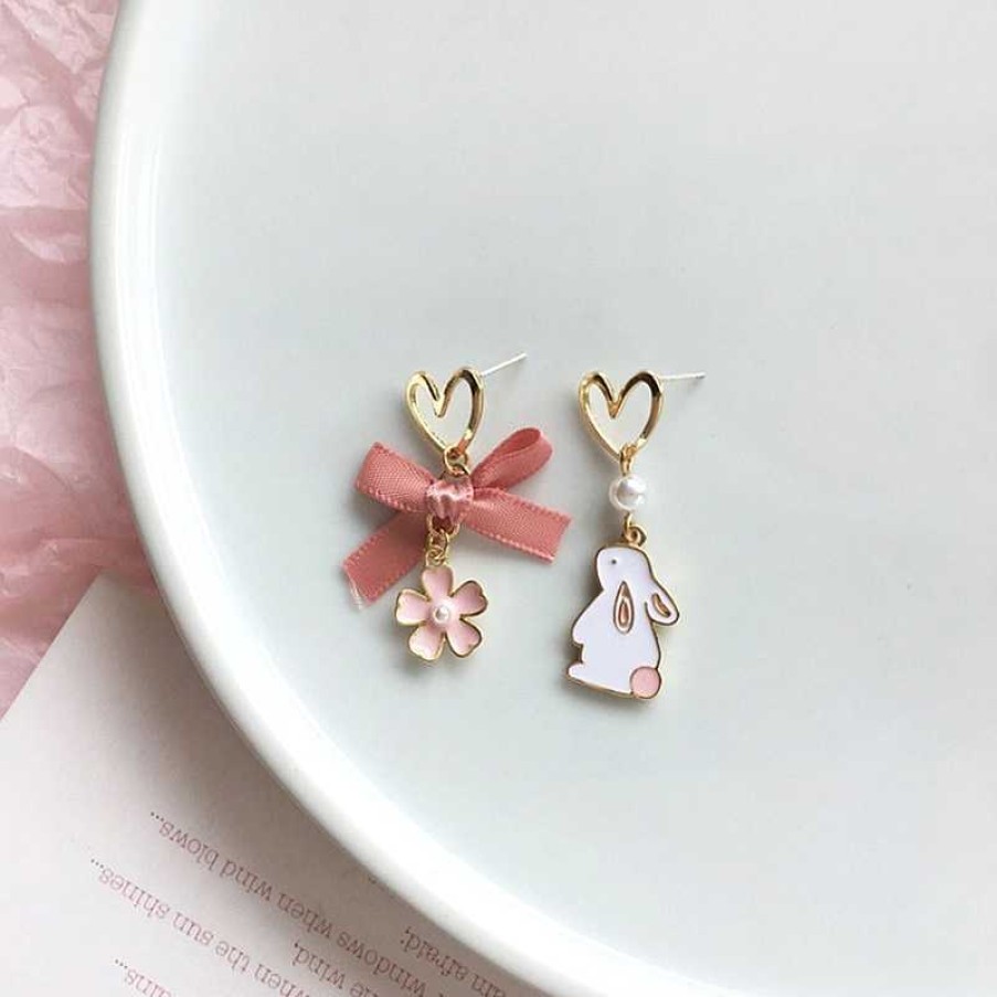 Accessories Kawaii Therapy | Kawaii Rabbit Cherry Blossom Earrings Limited Edition