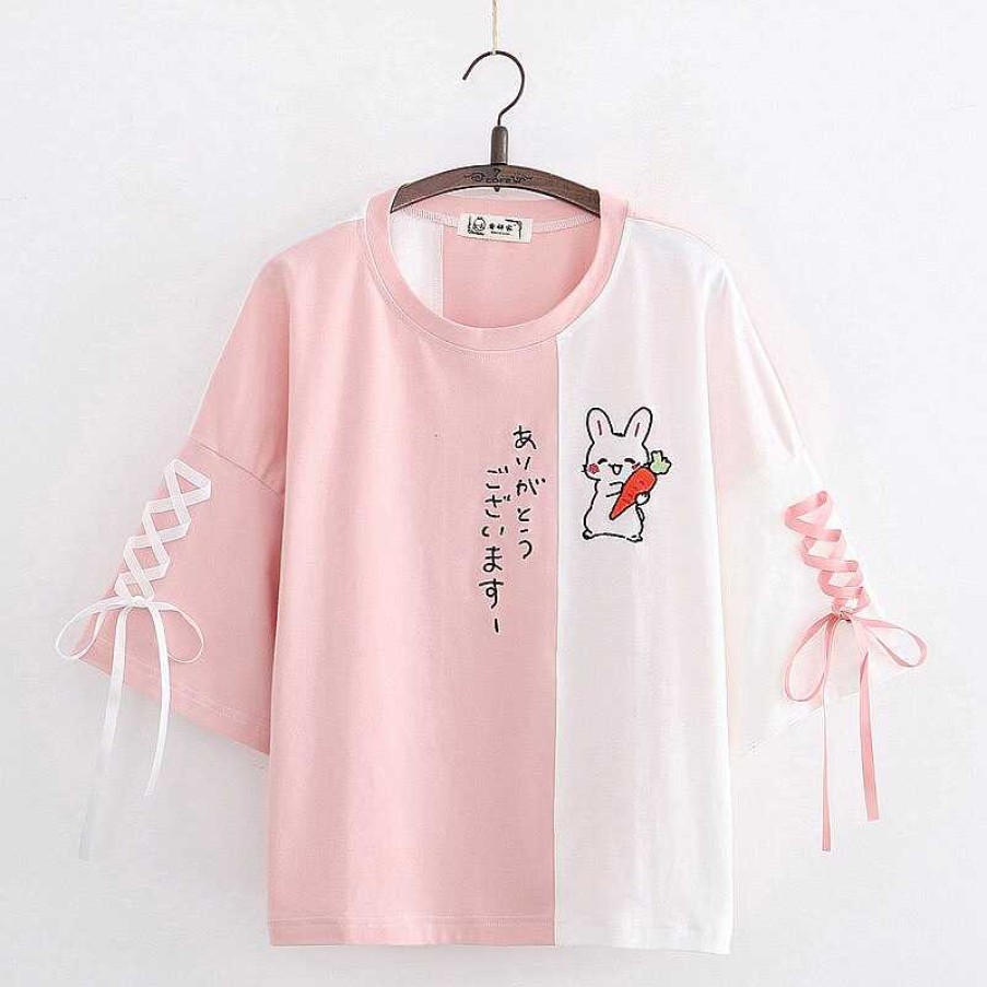 Clothing Kawaii Therapy | Kawaii Bunny Carrot Laced Harajuku Shirt