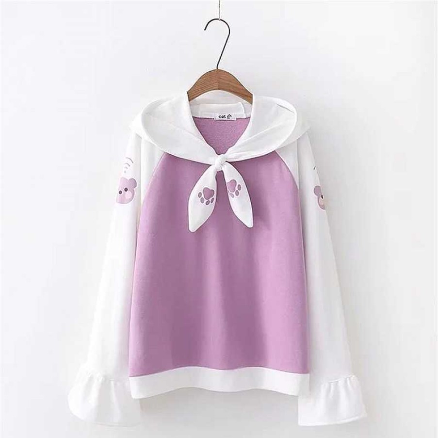 Clothing Kawaii Therapy | Kawaii Harajuku Cat Style Sleeve Hoodie Limited Edition