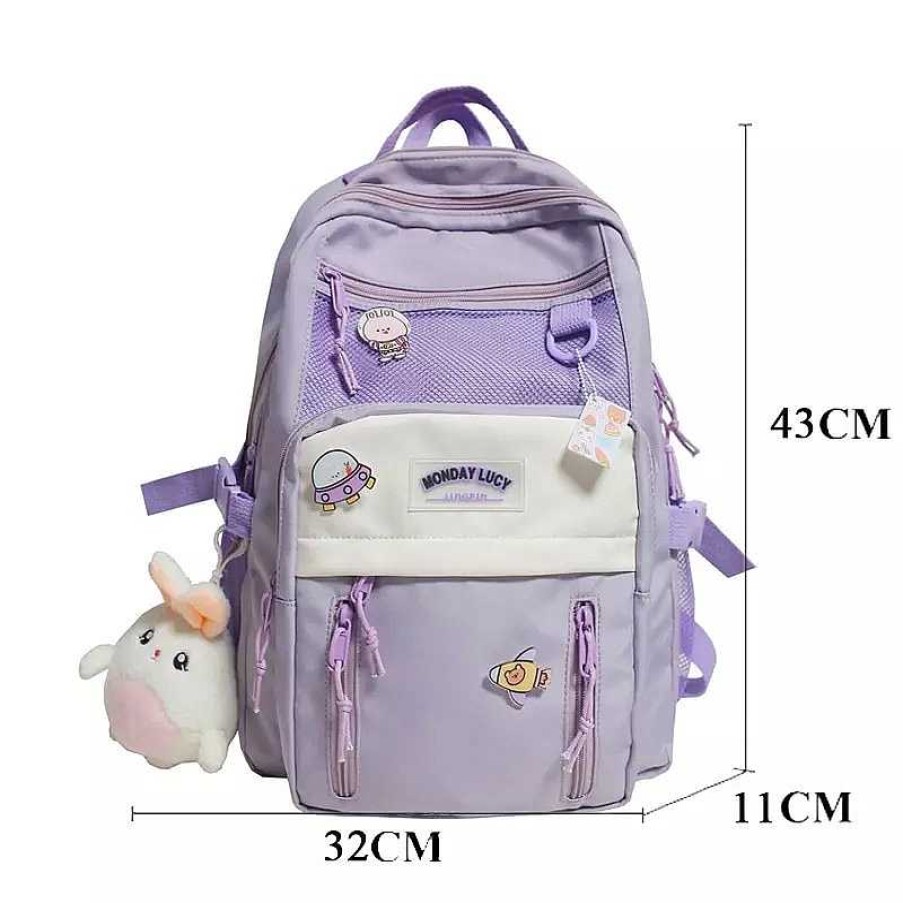 Bags Kawaii Therapy | Kawaii Pastel Canvas Large Capacity Multipocket Backpack