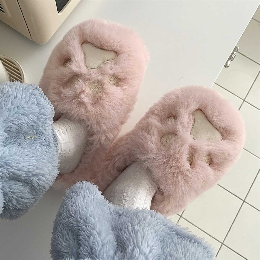 Accessories Kawaii Therapy | Kawaii Fluffy Cat Paw Cozy Slippers Limited Edition