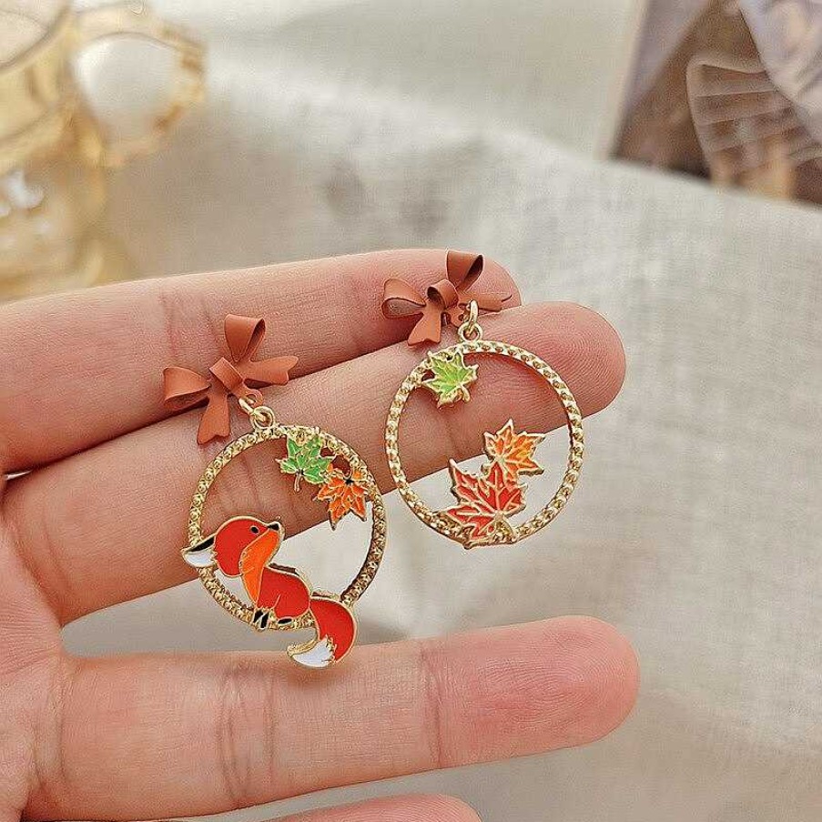 Accessories Kawaii Therapy | Kawaii Maple Fox Harajuku Earrings Limited Edition