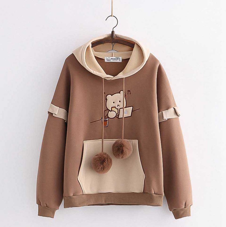 Clothing Kawaii Therapy | Kawaii Chocolate Bear Harajuku Hoodie Limited Edition