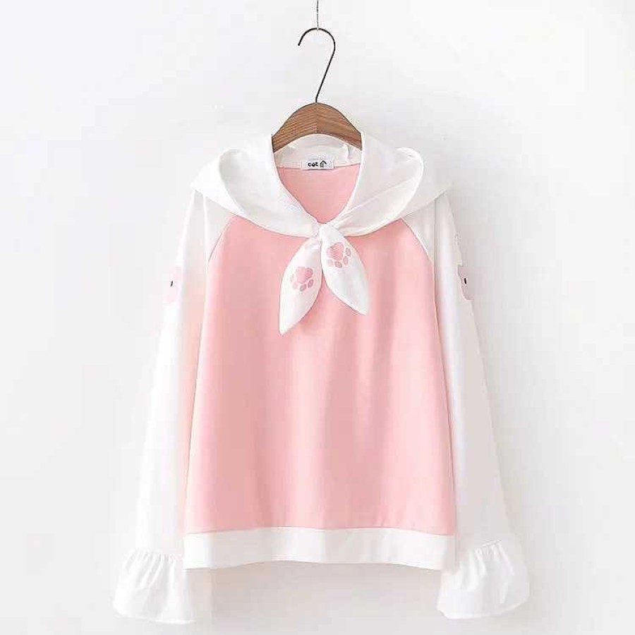 Clothing Kawaii Therapy | Kawaii Harajuku Cat Style Sleeve Hoodie Limited Edition