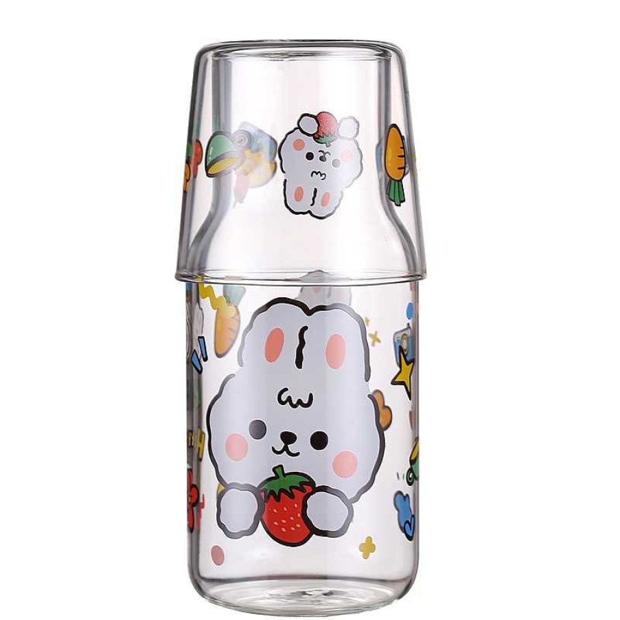 Bottles Kawaii Therapy | Kawaii Cute Bear Strawberry Glass Cup Set