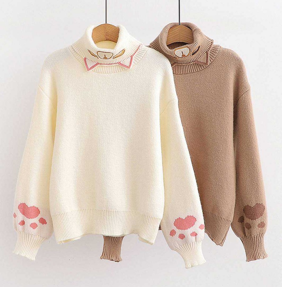 Clothing Kawaii Therapy | Kawaii Cat Paw Harajuku Knitted Sweater Limited Edition