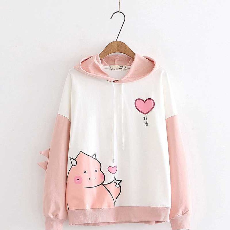 Clothing Kawaii Therapy | Kawaii Lovely Dinosaur Heart Harajuku Hoodie