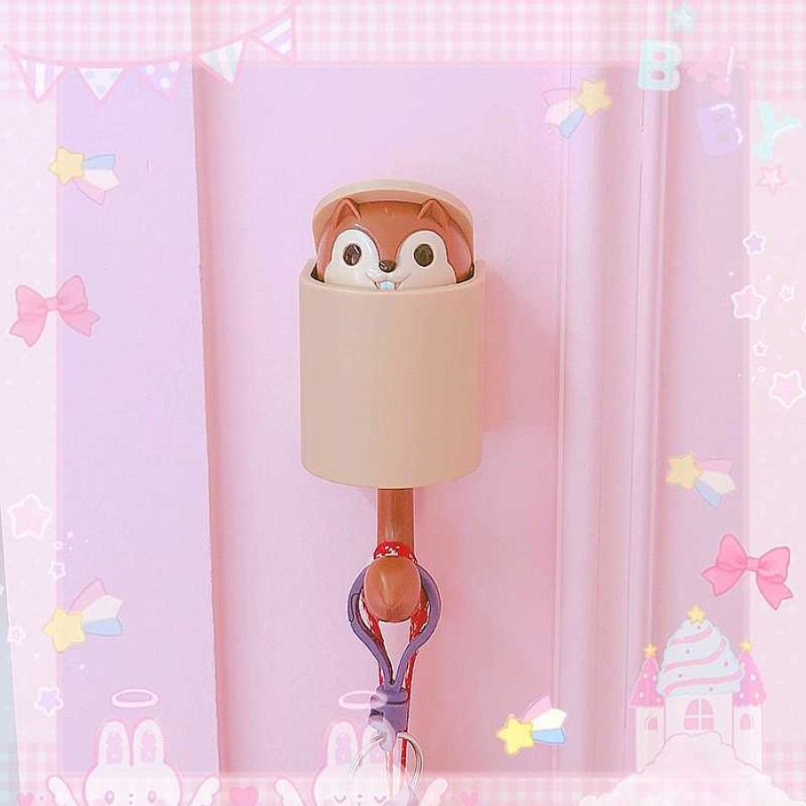 Accessories Kawaii Therapy | Kawaii Squirrel Pop-Up Wall Coat Hanger