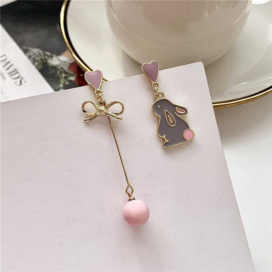 Accessories Kawaii Therapy | Kawaii Bunny Hearts Harajuku Earrings Limited Edition