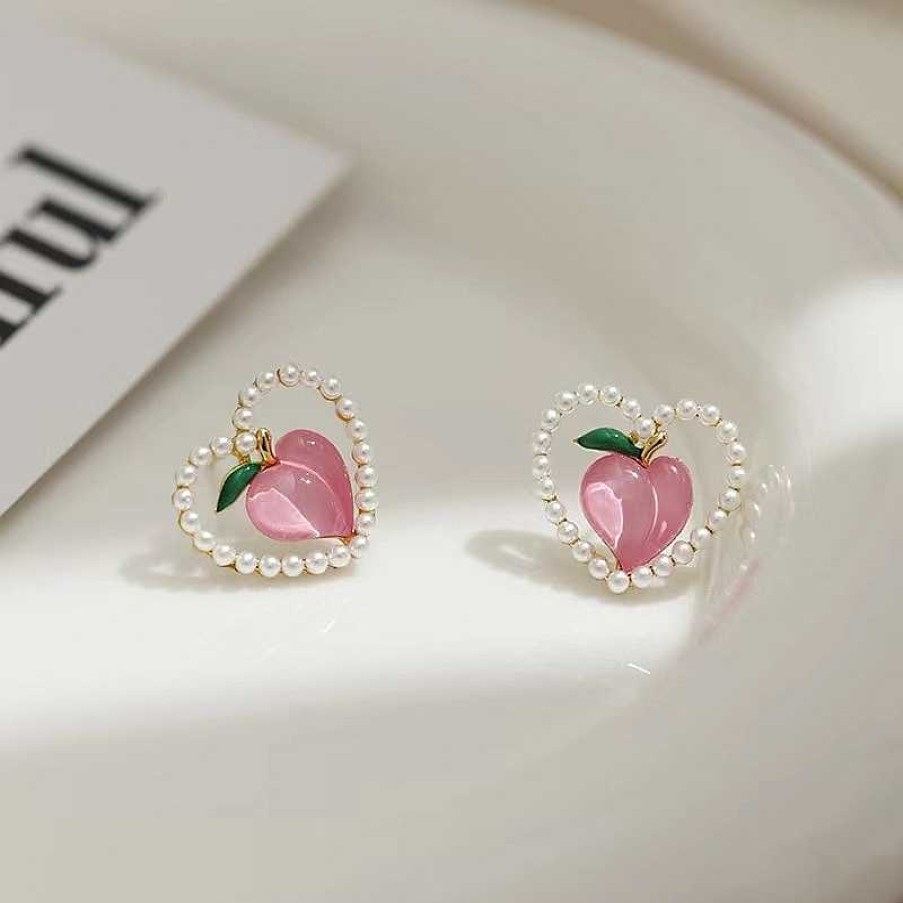 Accessories Kawaii Therapy | Kawaii Peach Hearts Harajuku Earrings Limited Edition